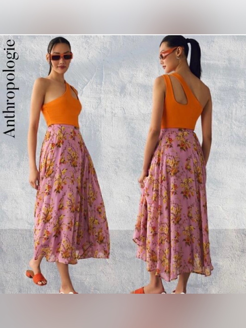 Anthropologie circular maxi skirt in purple motif • Sz 8